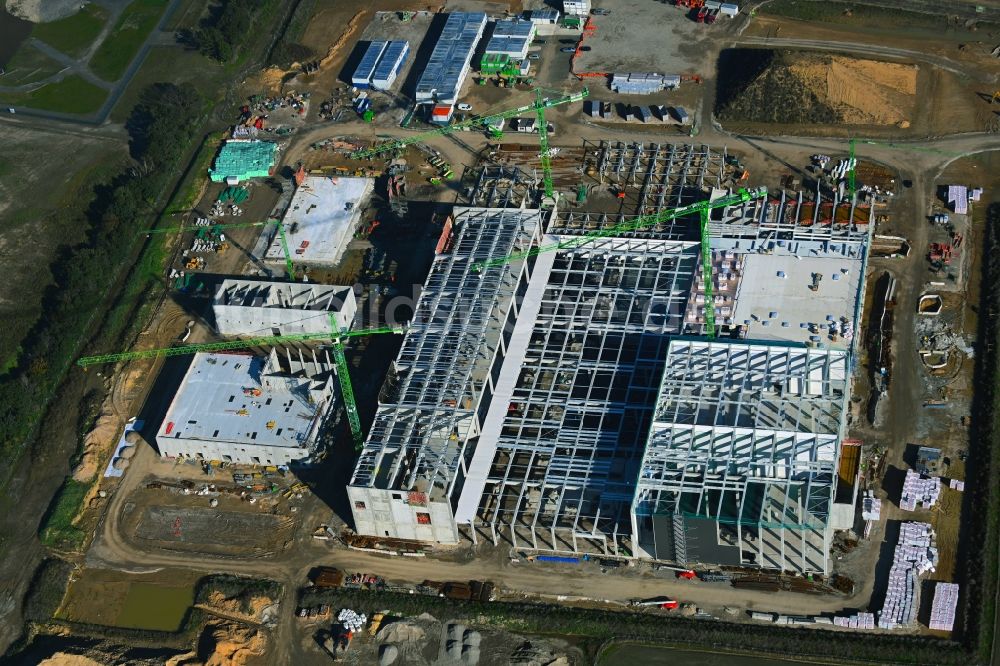 Luftbild Leipzig - Neubau - Baustelle auf dem Werksgelände der Beiersdorf AG in Seehausen im Bundesland Sachsen, Deutschland