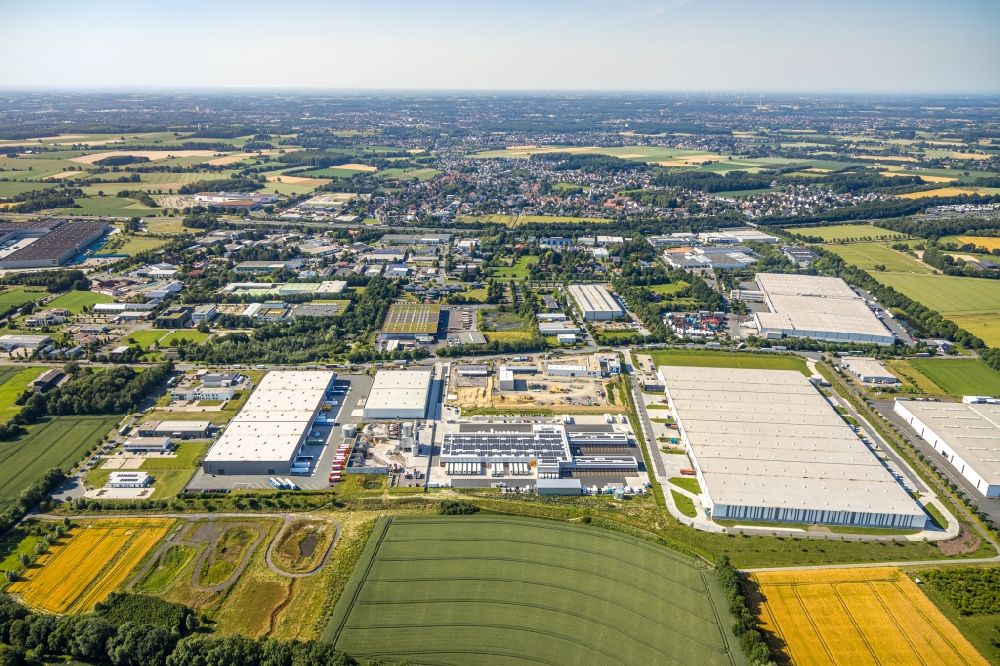 Luftbild Hamm - Neubau - Baustelle auf dem Werksgelände der Hammer Baufirma Hugo Schneider GmbH am Oberallener Weg in Hamm im Bundesland Nordrhein-Westfalen, Deutschland