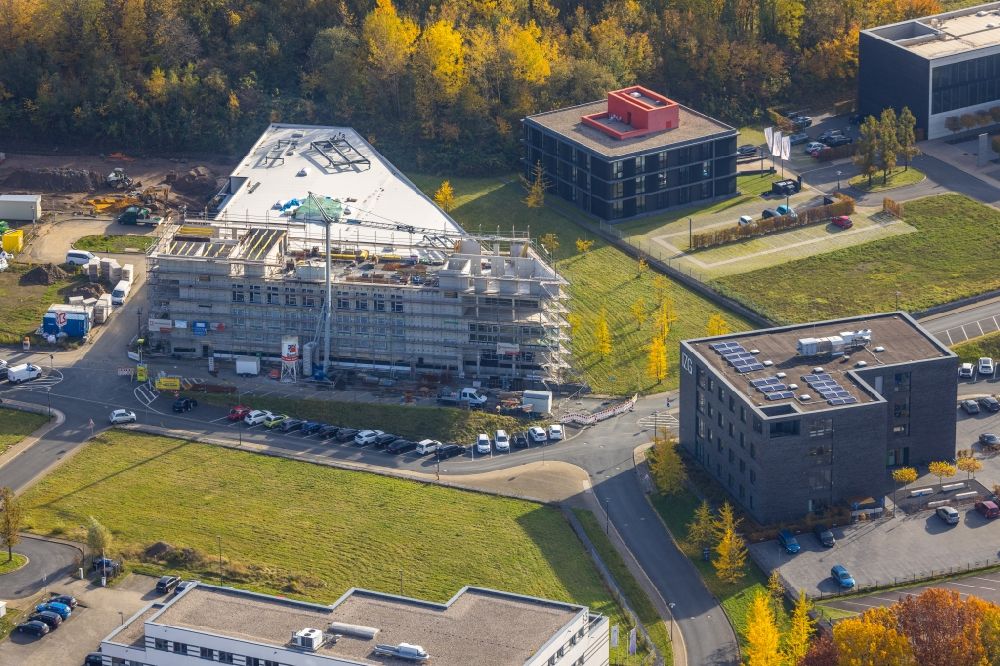 Bochum von oben - Neubau - Baustelle auf dem Werksgelände der gb Implantat-Technologie GmbH in Bochum im Bundesland Nordrhein-Westfalen, Deutschland