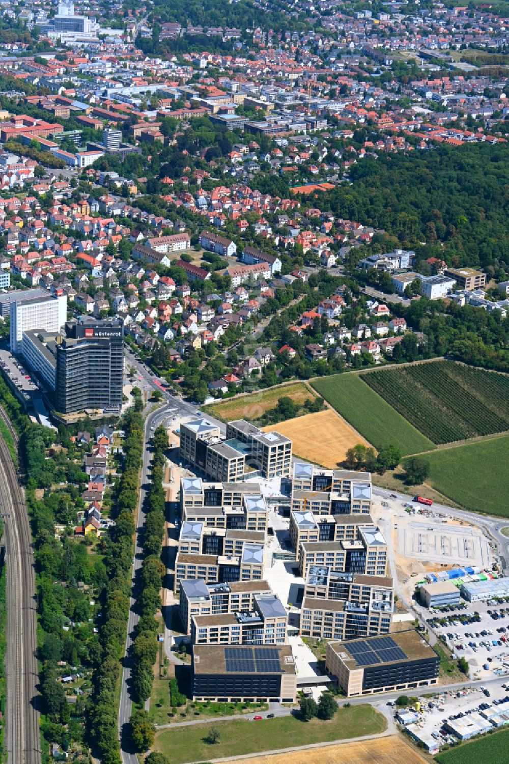 Luftbild Kornwestheim - Neubau - Baustelle auf dem Werksgelände des Wüstenrot-Campus der Wüstenrot & Württembergische AG in Kornwestheim im Bundesland Baden-Württemberg, Deutschland