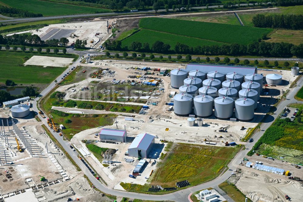 Luftbild Sedelsberg - Neubau Biogasspeicher- Behälter im Biogaspark in Sedelsberg im Bundesland Niedersachsen, Deutschland