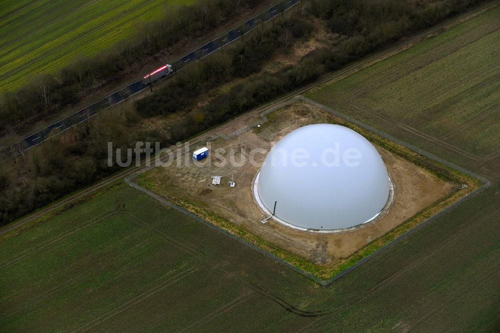 Luftbild Boizenburg/Elbe - Neubau Biogasspeicher- Behälter in Boizenburg/Elbe im Bundesland Mecklenburg-Vorpommern, Deutschland