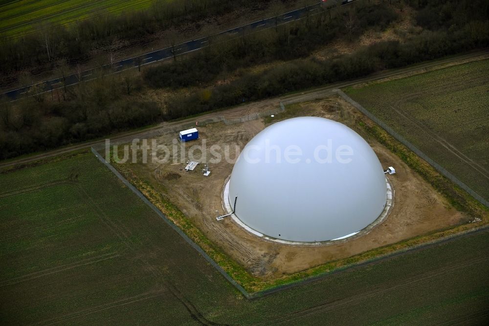 Luftaufnahme Boizenburg/Elbe - Neubau Biogasspeicher- Behälter in Boizenburg/Elbe im Bundesland Mecklenburg-Vorpommern, Deutschland