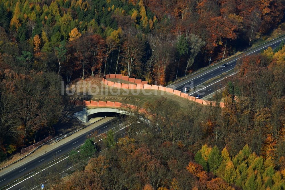 Luftaufnahme Warnitz - Neubau eines Brückenbauwerkes über die BAB Autobahn A11 am Abzweig in Warnitz in der Uckermark im Bundesland Brandenburg