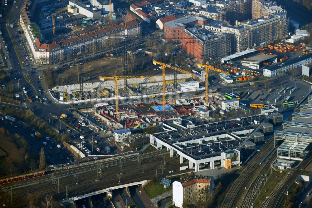 Luftaufnahme Berlin - Neubau eines Büro- und Geschäftshaus Ensemble der LIP – Ludger Inholte Projektentwicklung im Ortsteil Schöneberg in Berlin, Deutschland