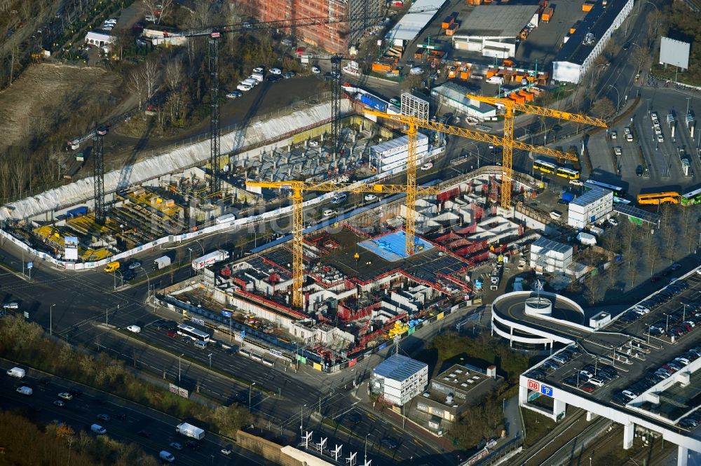 Luftbild Berlin - Neubau eines Büro- und Geschäftshaus Ensemble der LIP – Ludger Inholte Projektentwicklung im Ortsteil Schöneberg in Berlin, Deutschland