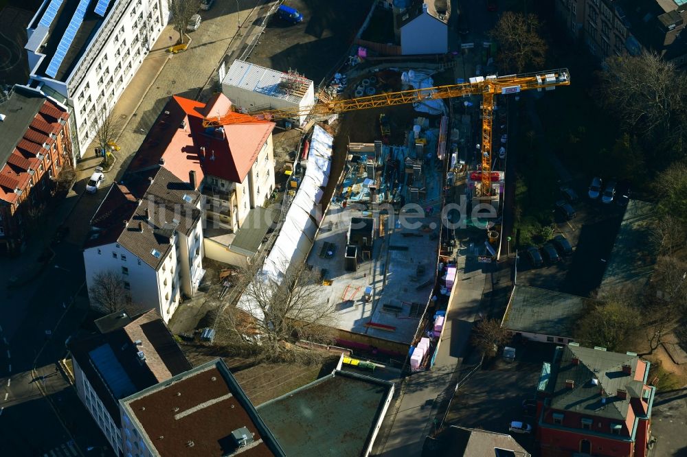 Luftaufnahme Kassel - Neubau eines Büro- und Geschäftshauses am Akazienweg in Kassel im Bundesland Hessen, Deutschland