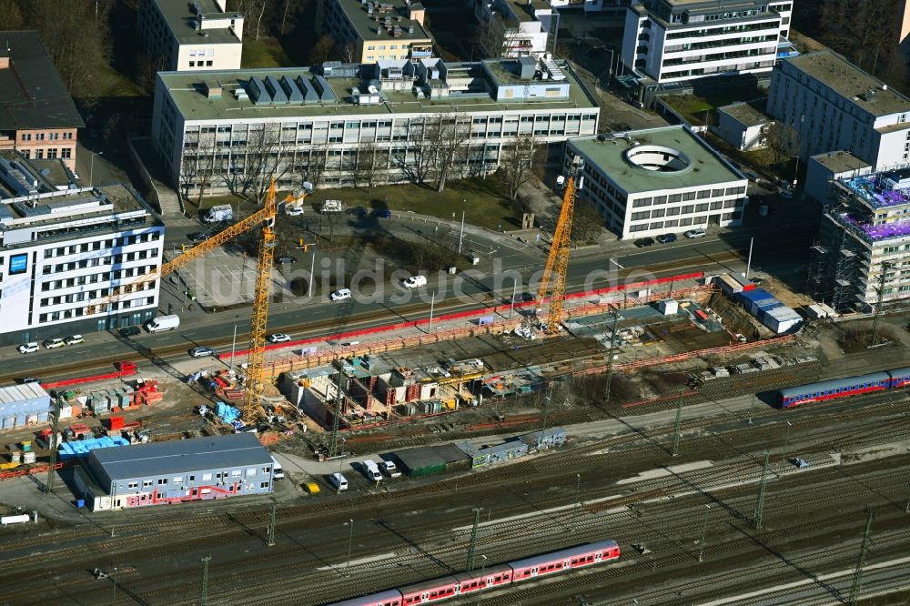 Luftaufnahme Nürnberg - Neubau eines Büro- und Geschäftshauses an der Bahnhofstraße in Nürnberg im Bundesland Bayern, Deutschland