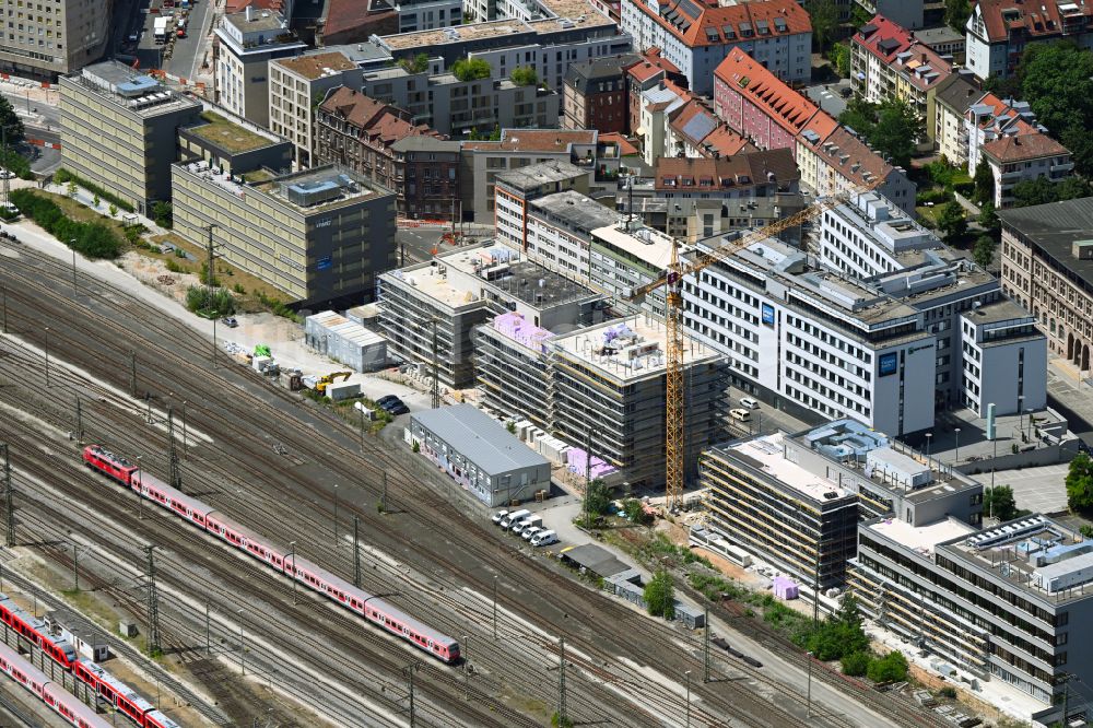 Nürnberg von oben - Neubau eines Büro- und Geschäftshauses an der Bahnhofstraße in Nürnberg im Bundesland Bayern, Deutschland