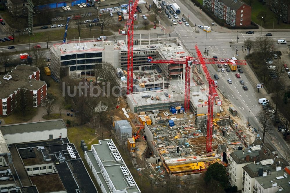 Luftbild Hamburg - Neubau eines Büro- und Geschäftshauses Bürocampus Die Fuhle im Ortsteil Barmbek in Hamburg, Deutschland
