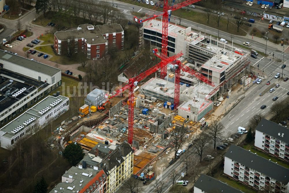 Hamburg von oben - Neubau eines Büro- und Geschäftshauses Bürocampus Die Fuhle im Ortsteil Barmbek in Hamburg, Deutschland
