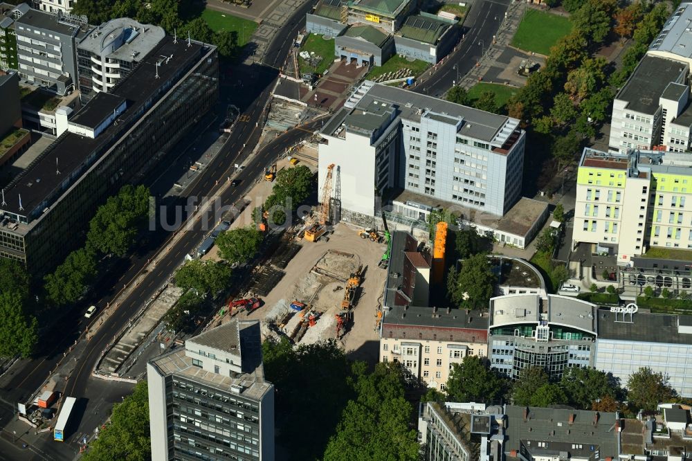 Luftbild Berlin - Neubau eines Büro- und Geschäftshauses des Bundesvorstandes des Gewerkschaftsbund DGB im Ortsteil Schöneberg in Berlin, Deutschland