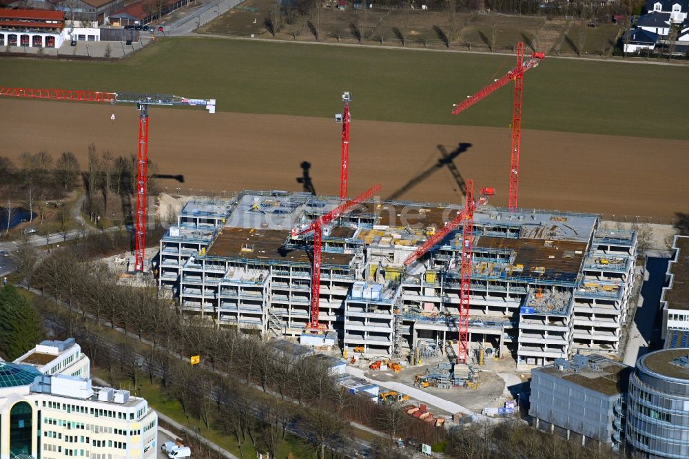 Luftaufnahme Aschheim - Neubau eines Büro- und Geschäftshauses Campus One in Aschheim im Bundesland Bayern, Deutschland