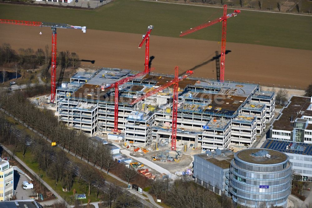 Aschheim von oben - Neubau eines Büro- und Geschäftshauses Campus One in Aschheim im Bundesland Bayern, Deutschland