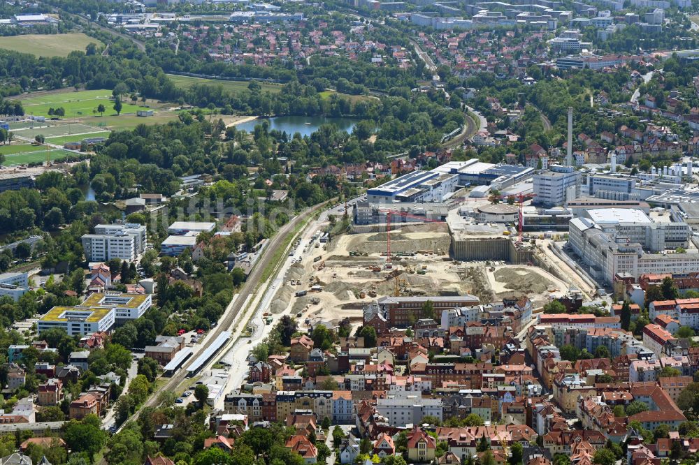 Jena aus der Vogelperspektive: Neubau eines Büro- und Geschäftshauses der Carl Zeiss AG in Jena im Bundesland Thüringen, Deutschland
