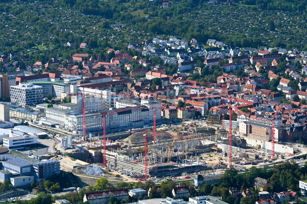 Jena von oben - Neubau eines Büro- und Geschäftshauses der Carl Zeiss AG in Jena im Bundesland Thüringen, Deutschland