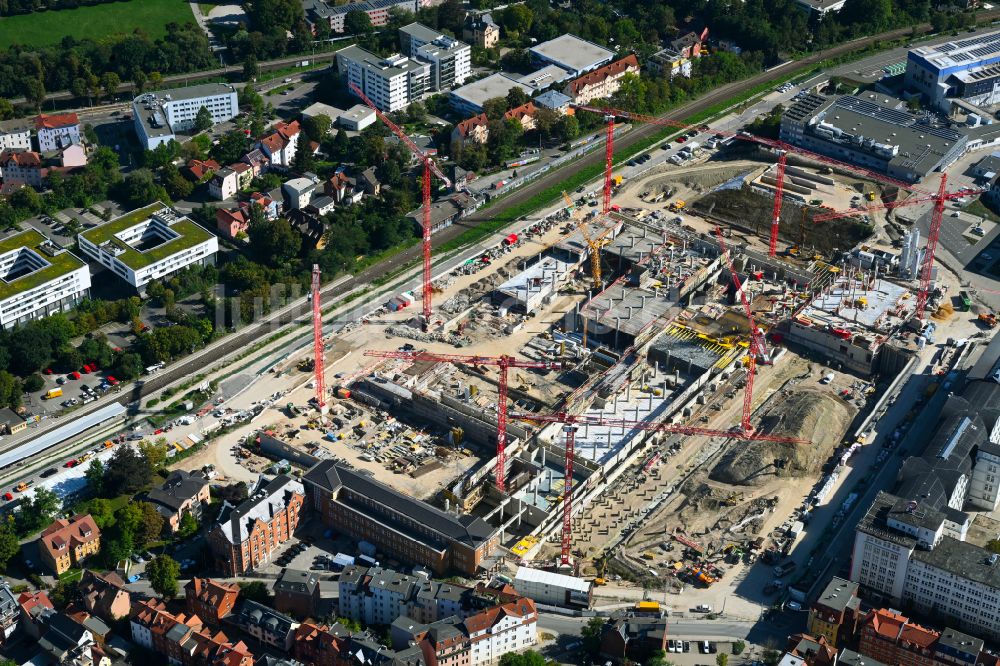 Luftbild Jena - Neubau eines Büro- und Geschäftshauses der Carl Zeiss AG in Jena im Bundesland Thüringen, Deutschland