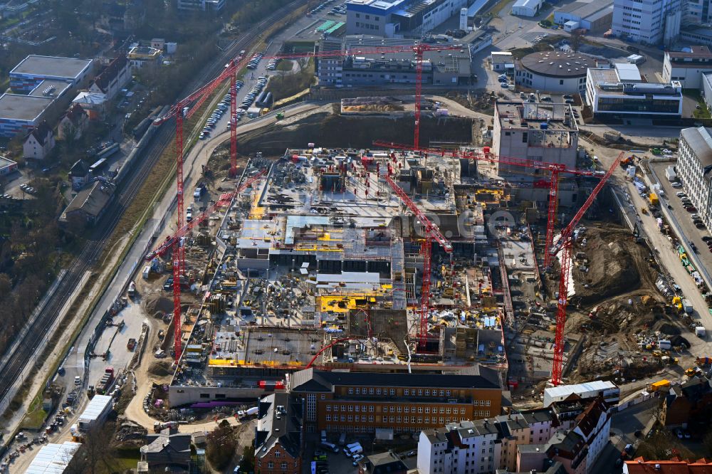 Luftbild Jena - Neubau eines Büro- und Geschäftshauses der Carl Zeiss AG in Jena im Bundesland Thüringen, Deutschland