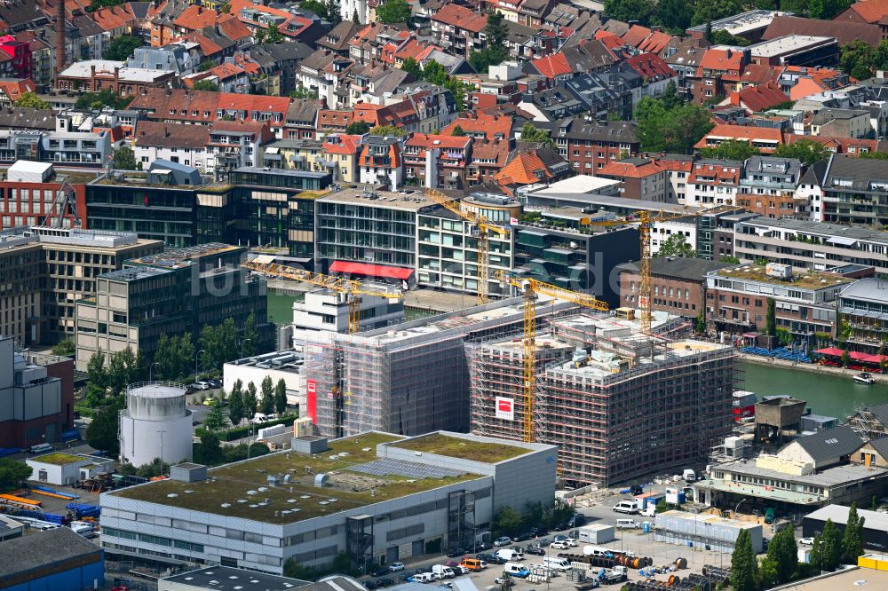 Münster von oben - Neubau eines Büro- und Geschäftshauses Dock14 in Münster im Bundesland Nordrhein-Westfalen, Deutschland