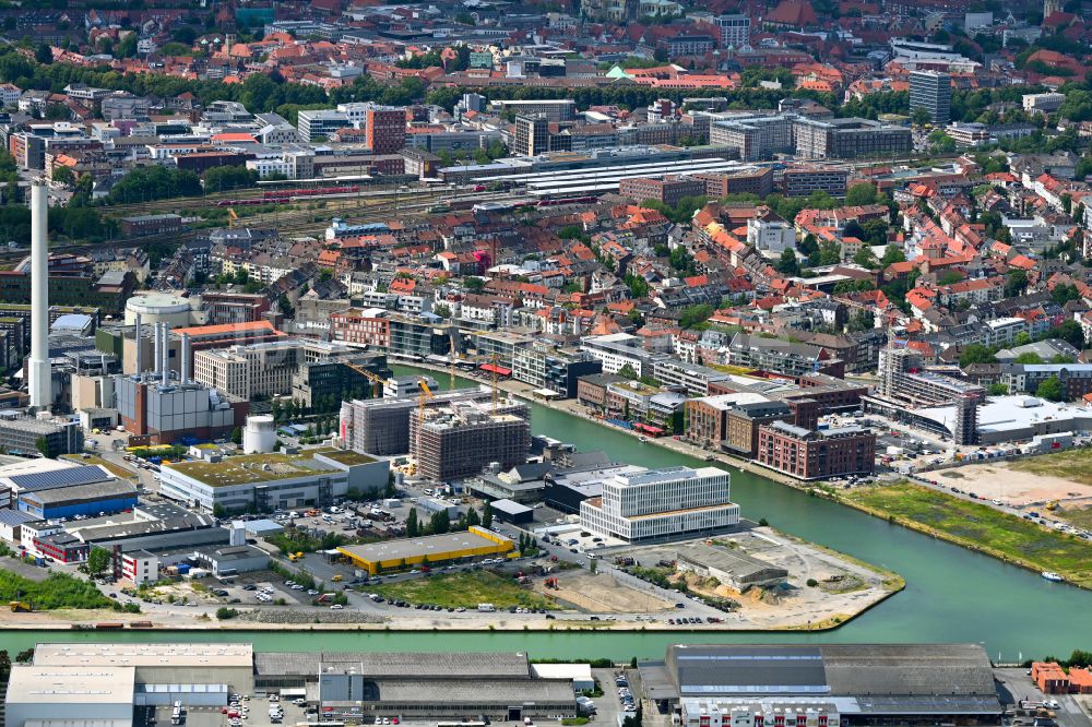 Luftbild Münster - Neubau eines Büro- und Geschäftshauses Dock14 in Münster im Bundesland Nordrhein-Westfalen, Deutschland