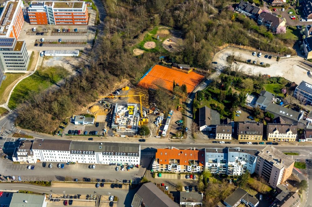 Luftbild Mülheim an der Ruhr - Neubau eines Büro- und Geschäftshauses an der Düsseldorfer Straße in Mülheim an der Ruhr im Bundesland Nordrhein-Westfalen, Deutschland