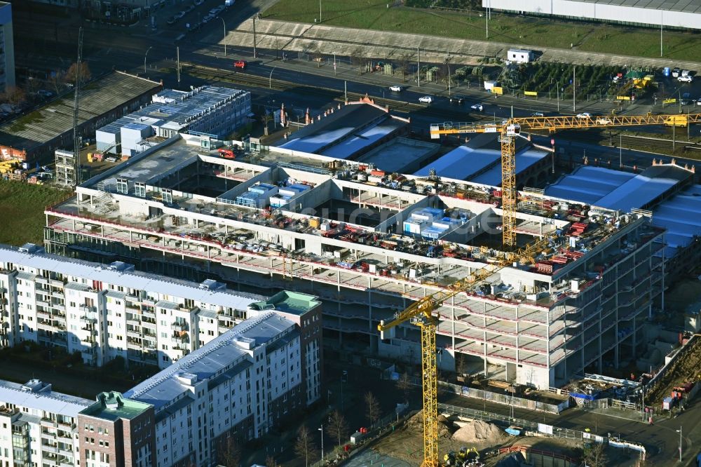 Berlin von oben - Neubau eines Büro- und Geschäftshauses DSTRCT.Berlin im Ortsteil Prenzlauer Berg in Berlin, Deutschland