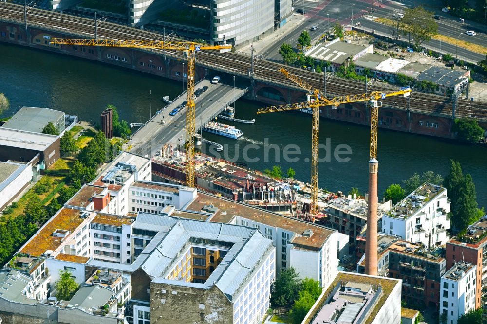 Luftbild Berlin - Neubau eines Büro- und Geschäftshauses Elements zwischen Spreeufer und Michaelkirchstraße in Berlin, Deutschland