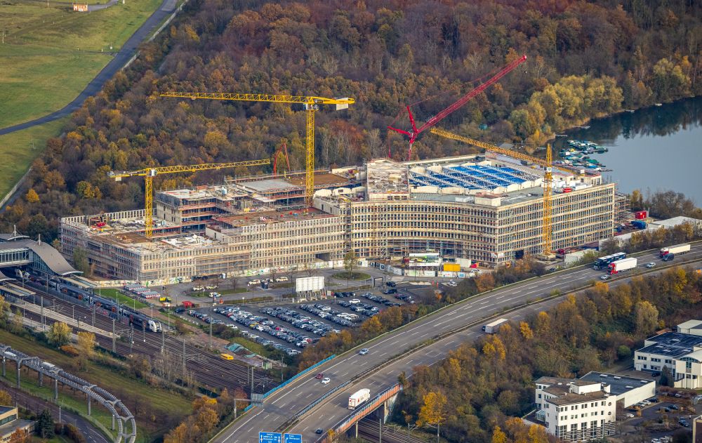 Düsseldorf aus der Vogelperspektive: Neubau eines Büro- und Geschäftshauses EUREF-Campus Düsseldorf in Düsseldorf im Bundesland Nordrhein-Westfalen, Deutschland