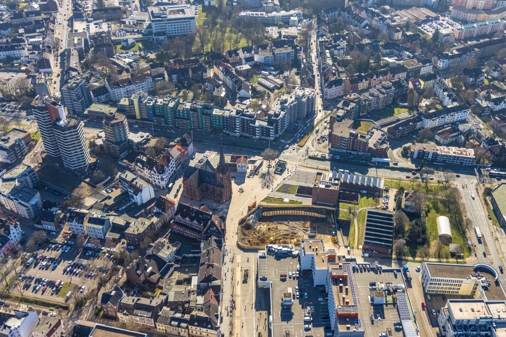 Luftbild Herne - Neubau eines Büro- und Geschäftshauses Europagarten am Europaplatz in Herne im Bundesland Nordrhein-Westfalen, Deutschland