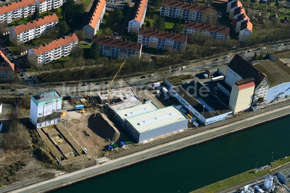 Hannover von oben - Neubau eines Büro- und Geschäftshauses der Firma kraftwerk in Hannover im Bundesland Niedersachsen, Deutschland