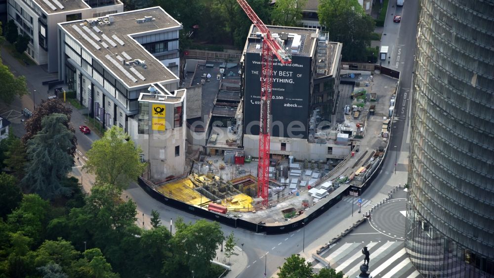 Bonn von oben - Neubau eines Büro- und Geschäftshauses Greengate in Gronau in Bonn im Bundesland Nordrhein-Westfalen, Deutschland