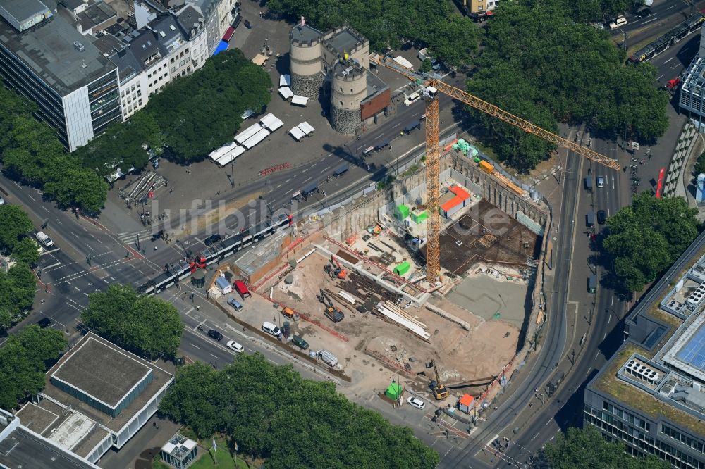 Luftaufnahme Köln - Neubau eines Büro- und Geschäftshauses an der Hahnentorburg in Köln im Bundesland Nordrhein-Westfalen, Deutschland