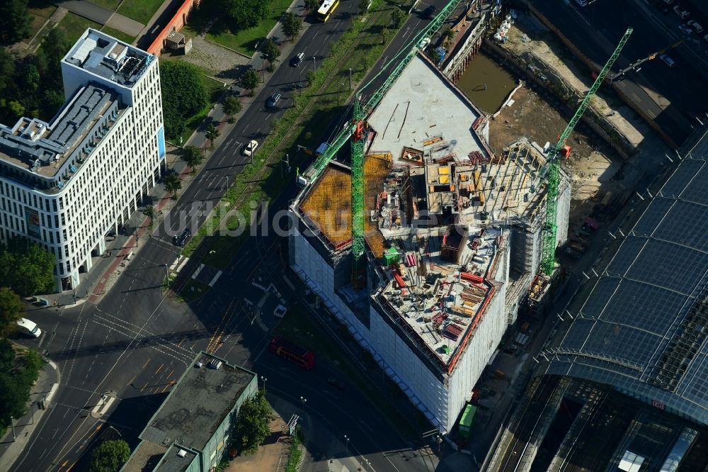 Luftaufnahme Berlin - Neubau eines Büro- und Geschäftshauses und Hotel Grand Central Berlin im Ortsteil Moabit in Berlin, Deutschland