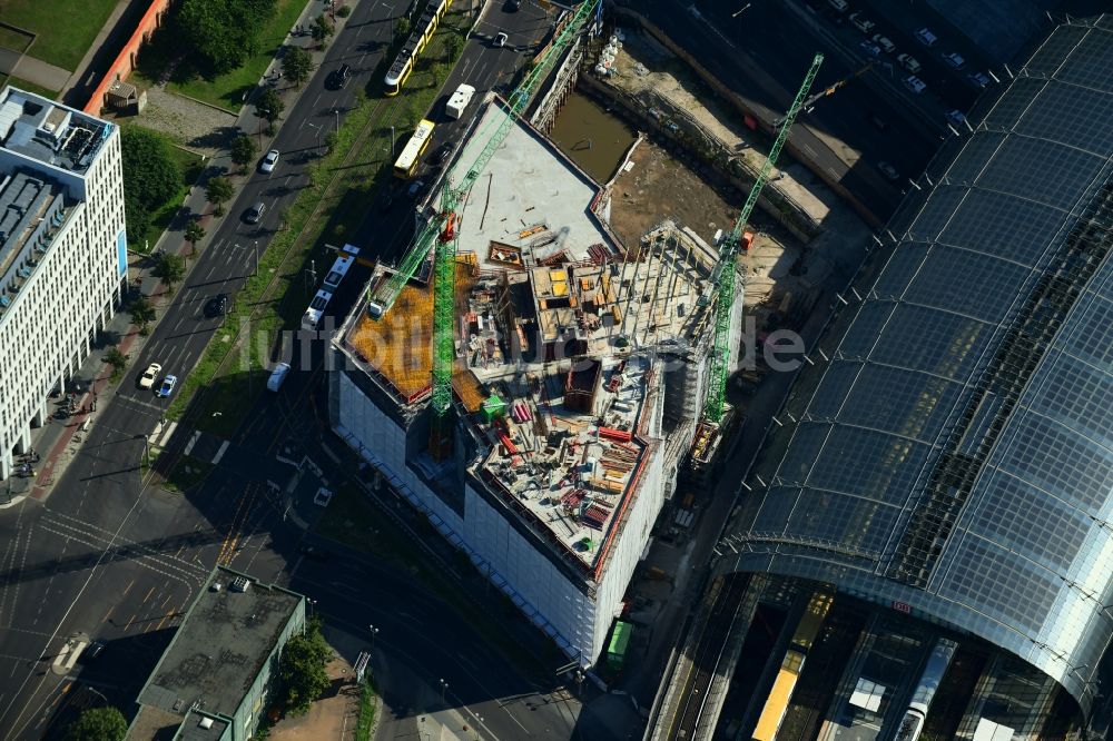 Luftbild Berlin - Neubau eines Büro- und Geschäftshauses und Hotel Grand Central Berlin im Ortsteil Moabit in Berlin, Deutschland