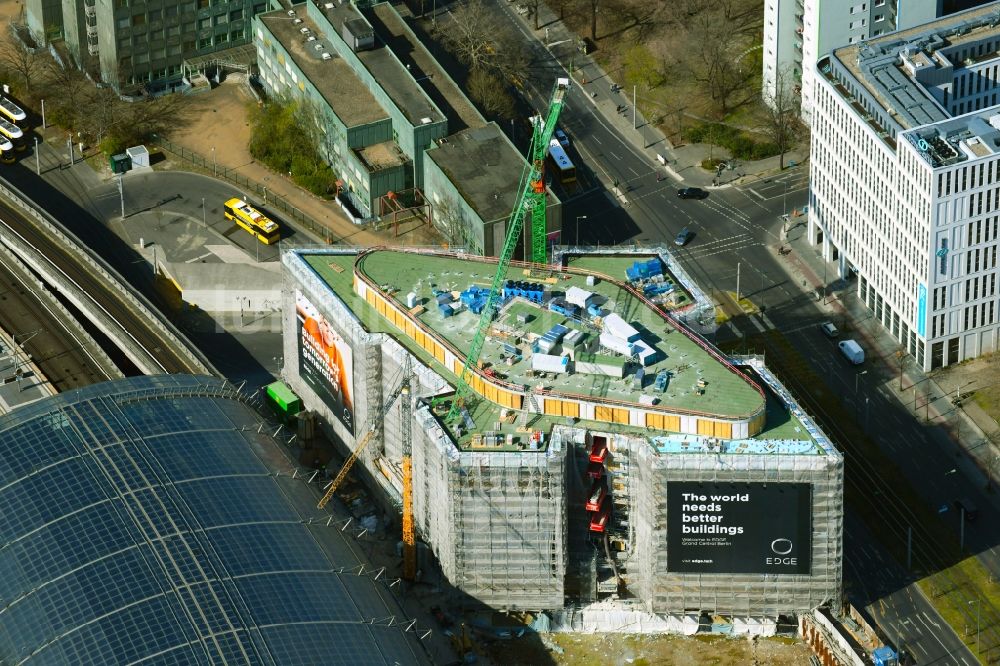 Berlin aus der Vogelperspektive: Neubau eines Büro- und Geschäftshauses und Hotel Grand Central Berlin im Ortsteil Moabit in Berlin, Deutschland