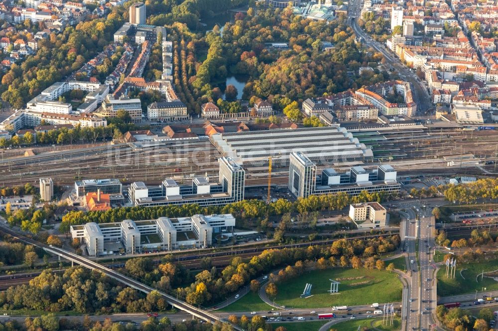 Luftbild Karlsruhe - Neubau eines Büro- und Geschäftshauses in Karlsruhe im Bundesland Baden-Württemberg, Deutschland