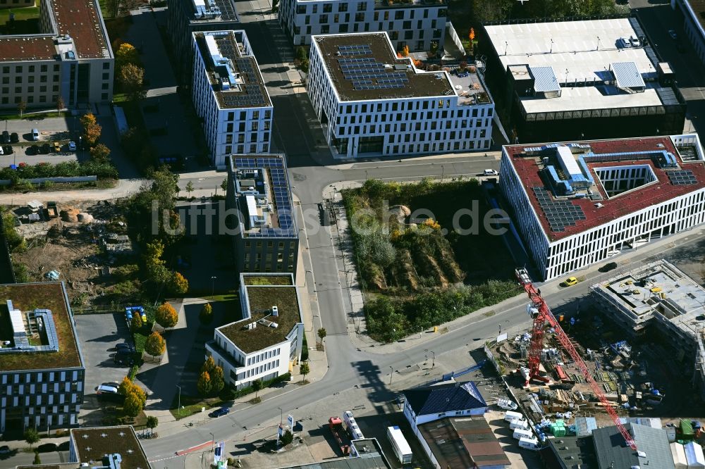 Mannheim von oben - Neubau eines Büro- und Geschäftshauses am Konrad-Zuse-Ring Ecke Harrlachweg in Mannheim im Bundesland Baden-Württemberg, Deutschland