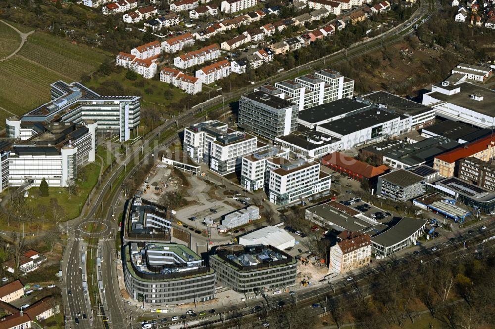 Stuttgart von oben - Neubau eines Büro- und Geschäftshauses Leo - Business Campus Stuttgart in Stuttgart im Bundesland Baden-Württemberg, Deutschland
