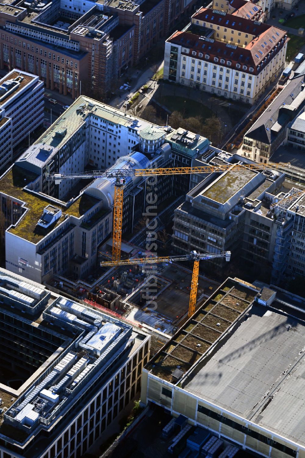 Luftbild München - Neubau eines Büro- und Geschäftshauses Lichthöfe in München im Bundesland Bayern, Deutschland
