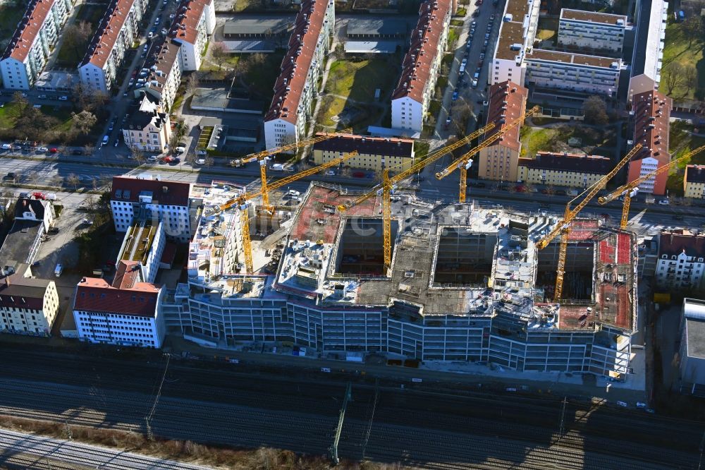 Luftbild München - Neubau eines Büro- und Geschäftshauses Mark im Ortsteil Laim in München im Bundesland Bayern, Deutschland