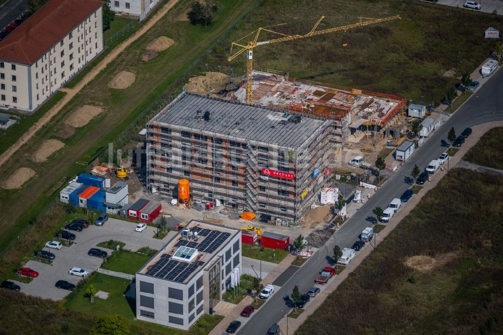 Würzburg von oben - Neubau eines Büro- und Geschäftshauses im Ortsteil Frauenland in Würzburg im Bundesland Bayern, Deutschland