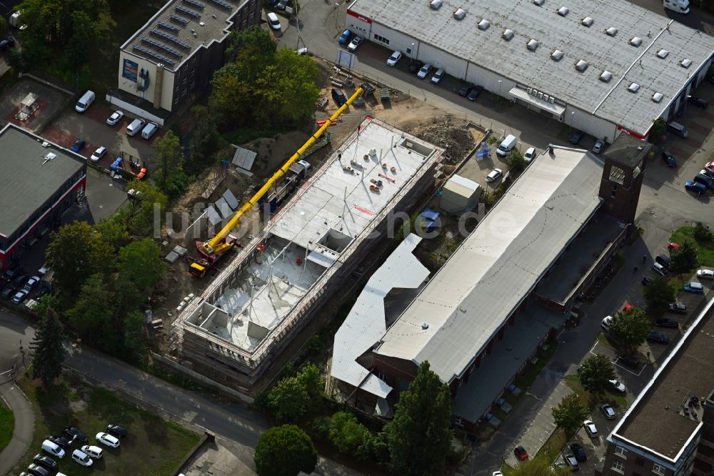 Luftbild Berlin - Neubau eines Büro- und Geschäftshauses im Ortsteil Mariendorf in Berlin, Deutschland