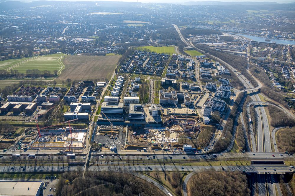 Luftbild Dortmund - Neubau eines Büro- und Geschäftshauses im Ortsteil Schüren-Neu in Dortmund im Bundesland Nordrhein-Westfalen, Deutschland