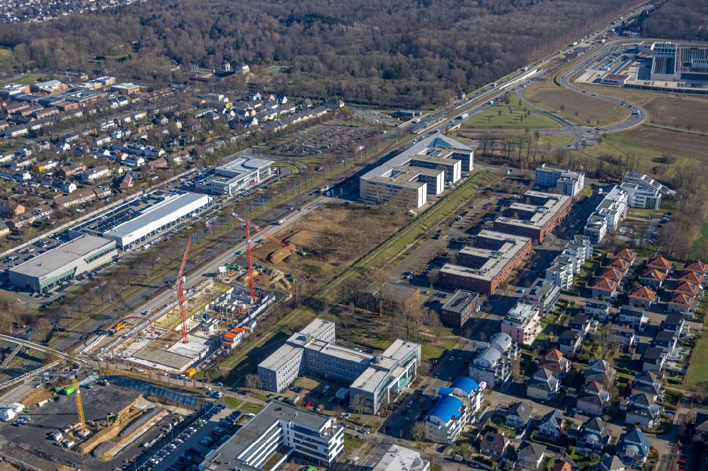 Luftaufnahme Dortmund - Neubau eines Büro- und Geschäftshauses im Ortsteil Schüren-Neu in Dortmund im Bundesland Nordrhein-Westfalen, Deutschland