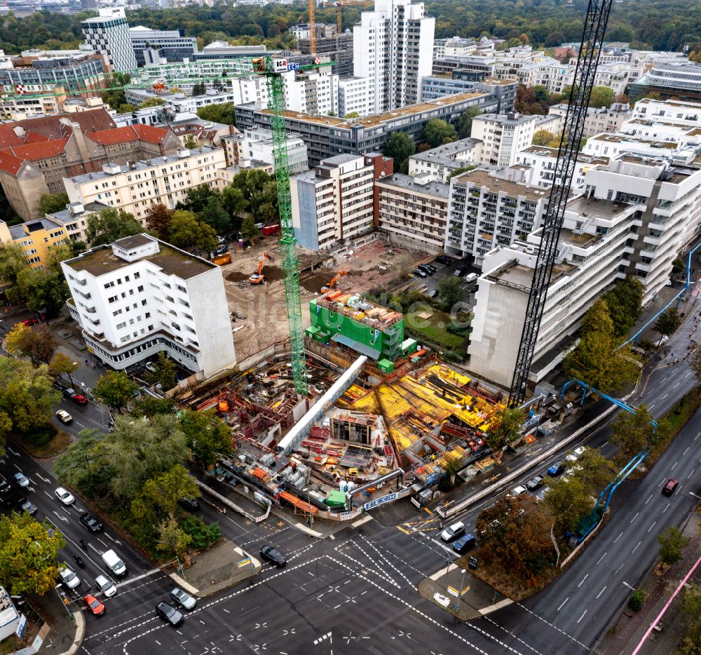 Luftaufnahme Berlin - Neubau eines Büro- und Geschäftshauses im Ortsteil Tiergarten in Berlin, Deutschland