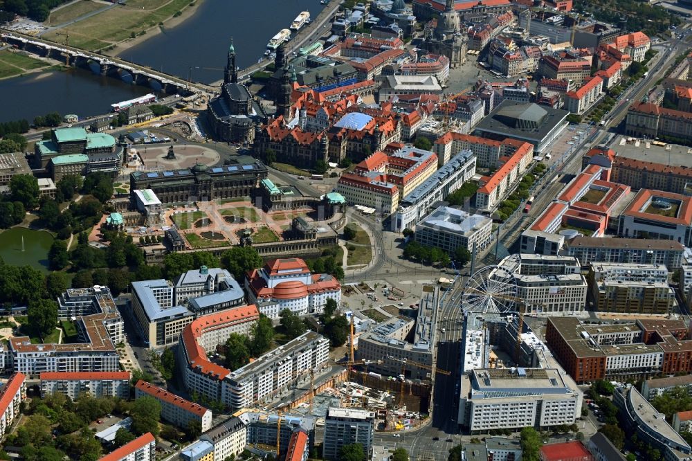 Luftbild Dresden - Neubau eines Büro- und Geschäftshauses im Ortsteil Wilsdruffer Vorstadt in Dresden im Bundesland Sachsen, Deutschland