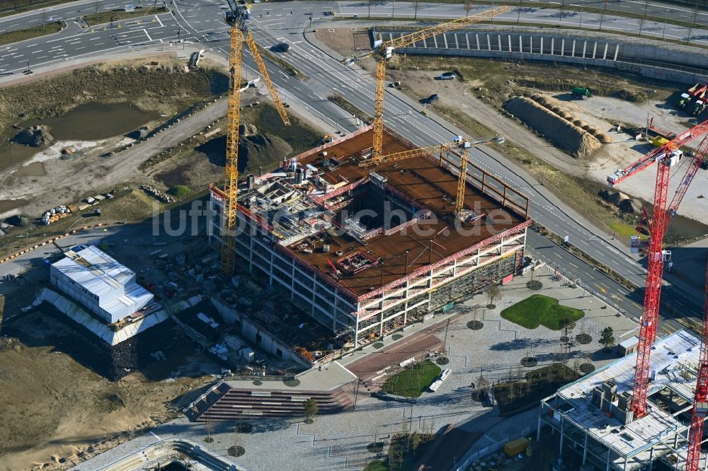 Luftbild Hamburg - Neubau eines Büro- und Geschäftshauses des Projekts EDGE HafenCity am Amerigo-Vespucci-Platz in Hamburg, Deutschland