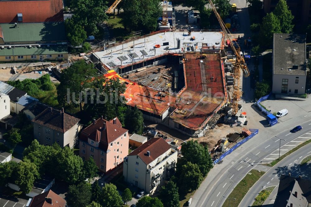 Luftbild Regensburg - Neubau eines Büro- und Geschäftshauses der REWAG Regensburger Energie- und Wasserversorgung AG & Co KG in Regensburg im Bundesland Bayern, Deutschland