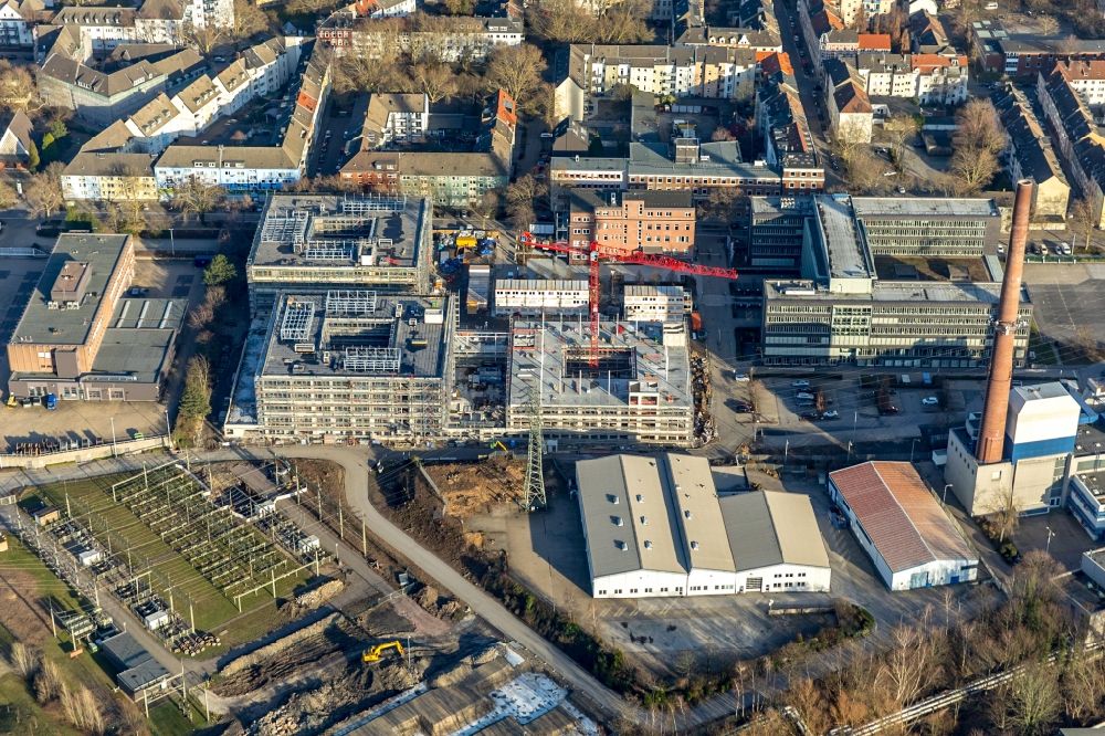 Luftaufnahme Essen - Neubau eines Büro- und Geschäftshauses RWE Campus in Essen im Ortsteil Nordviertel im Bundesland Nordrhein-Westfalen, Deutschland