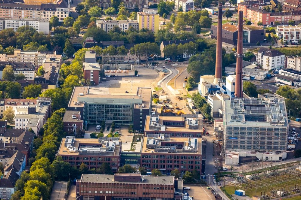 Luftbild Essen - Neubau eines Büro- und Geschäftshauses RWE Campus in Essen im Ortsteil Nordviertel im Bundesland Nordrhein-Westfalen, Deutschland